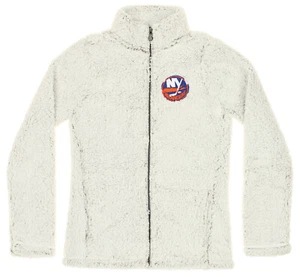 Outerstuff NHL New York Islanders Girls Time Honored Teddy Fleece Jacket, White - Picture 1 of 3