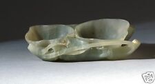 A050 Antique pale green jade brush washer 19th Century.  Length 4.5" (11.4CM)