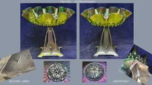 Stunning antique Art Deco WMF silver plated & iridiscent green glass centerpiece - Picture 1 of 12