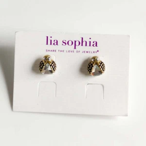 Lia Sophia Glass LadyBug Stud Earrings Gift Fashion Women Party Holiday Jewelry - Picture 1 of 3