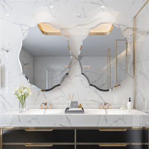 Large Geometric Wall Mirror Entryway Hallway Decorative Mirror Polished Cut Edge - Picture 1 of 18