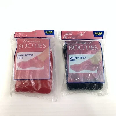 2 botines elásticos de acrílico Orlon cepillado vintage talla 10-12 Queen rojo negro Foto 1 de 4