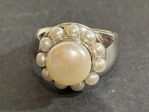 Faux Pearl & Sterling Silver 925 Size 8 Ring #632 - Picture 1 of 7