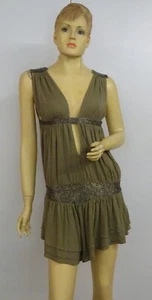 Vintage SASS & BIDE "Superluminous"  Grecian Beaded Jersey Mini Dress - Size 8 - Picture 1 of 10