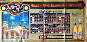 RARE 2001 Milwaukee Brewers Miller Park Inaugural Season 3'x6' Banner Sign Beer - Picture 1 of 12