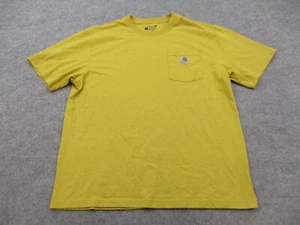 Carhartt Shirt Mens Large Yellow Work Loose Fit Crew Neck Pocket Tee Adult - Picture 1 of 9