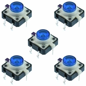 5 x Blue LED 12x12mm illuminated PCB Tactile Switch - Picture 1 of 1