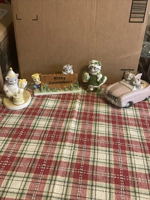 Kitty Cucumber Lot Of 4 Mixed Collection. Ceramic Decorative Figures - Image 1 of 4
