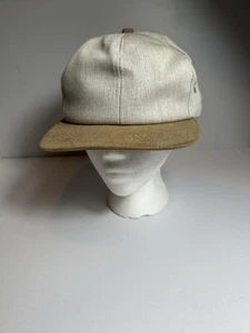 Vintage Blank Strapback Baseball Hat Two Tone Nos Outdoor Cap Brown/Beige - Picture 1 of 5
