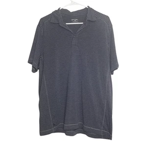 UNTUCKit Poloshirt Herren Large grau blau gestreift Stretch Preppy Karriere Freizeit - Bild 1 von 11