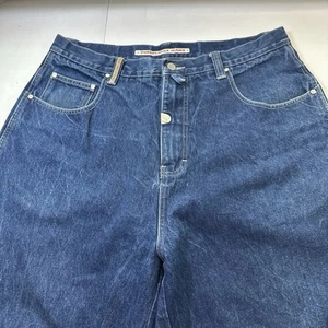 Vtg Pure Playaz Jeans Mens Baggy Y2K Wide Leg Skater Jeans Logo Blue 38X33 #373 - Picture 1 of 23