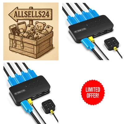 4K HDMI KVM Switch | 4 PC mit USB-USB-USB-USB | Plug & Play - Bild 1 von 4