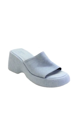 Zara женщин квадратный носок коренастый каблук платформе джинсовой ткани каблуки синий размер 10 - Изображение 1 из 4