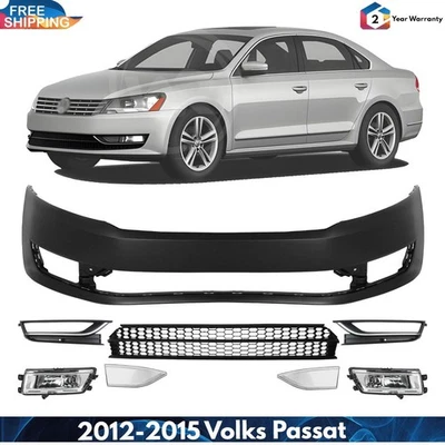 Front Bumper Cover Paintable & Fog Light Assembly Kit For 2012-2015 Volks Passat Foto 1 de 4