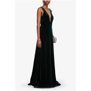Jenny Yoo Logan tiefes Illusion Samt Smaragd Kleid 12 - Bild 1 von 6