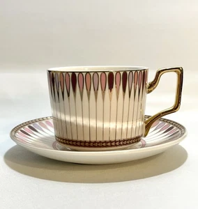 🌿 Grace Teaware Porcelain Pink White Gold Teardrop Cup And Saucer - Picture 1 of 12