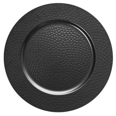 OPEXSCAL 13 Hammered Charger Plates Black Elegant Dinner Plate Chargers Set of 6 Roun