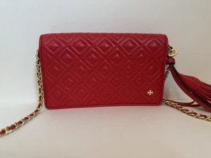 Tory Burch Fleming WOC/Wallet Crossbody Bag /Clutch Red Apple Inc Dust Bag! - Picture 1 of 7