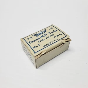 Vintage Noesting Thumb Tacks No. 3 - 7/16" Steel Plated - In Original Box USA - Picture 1 of 18