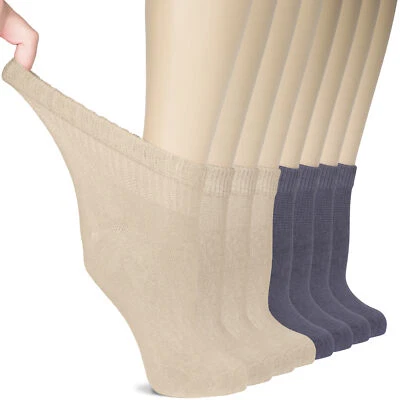 Calcetines finos ligeros de bambú al tobillo para diabéticos para mujer, 8 pares, de Hugh Ugoli Foto 1 de 4
