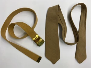UNISSUED WWII ARMY USMC MARINE CORPS KHAKI BELT & TIE - Picture 1 of 4