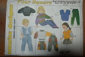 Sunrise Designs 293 Four Square Boy Girls Child Toddler Casual Wear Sz 2 3 4 5 - Picture 1 of 1