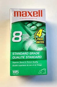 Lot of 4 Maxell VHS T-160 Standard Grade Video Cassette Tapes 🔅8 HOURS 🔅SEALED - Picture 1 of 3