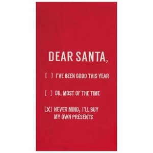 Dear Santa Christmas Canvas Kitchen/Bar Towel-Red with White Embroidery-18"x27" - Bild 1 von 1