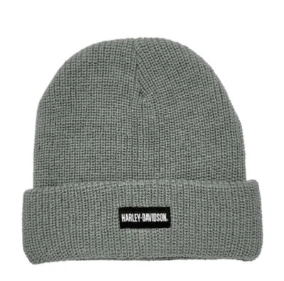 Harley Davidson Men's Sharp Cord H-D Tagged Cuffed Beanie Hat Gray 5029016203 - Image 1 of 2
