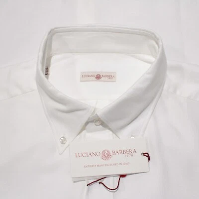Luciano Barbera NWT Casual Button Down Shirt Size XXL in White Textured Cotton - Image 1 of 4