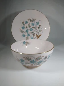 Vintage Pink Tuscan Fine English Bone China BLUE STAR Tea PLATE Bowl MCM - Picture 1 of 10