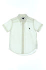 RALPH LAUREN Koszula Krótki rękaw Len Logo-Stitching 4 = 110 biała