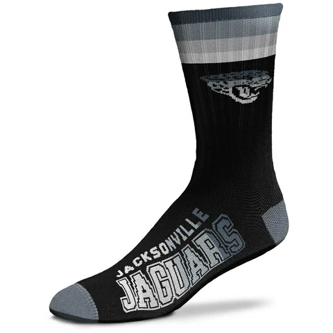 Jacksonville Jaguars Football Gray & Black Platinum Deuce Crew Socks Cover