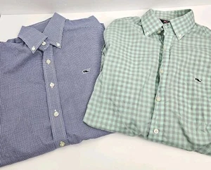 2x Vineyard Vines Mens Slim Fit Tucker Whale Shirt Long Sleeve Button Sz Medium - Picture 1 of 10