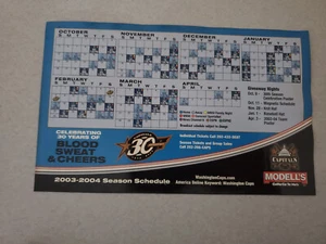 MS20 Washington Capitals 2003/04 NHL Hockey Magnet Schedule - Modell's - Picture 1 of 1