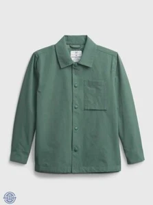 New GAP Kids Boys Green Pointed Collar Long Sleeve Pockets Shirt Jacket 10 - Picture 1 of 5