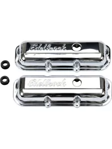 Edelbrock Valve Covers Signature Series Stock Height Steel Chrome Edelbro (4488) - Picture 1 of 12