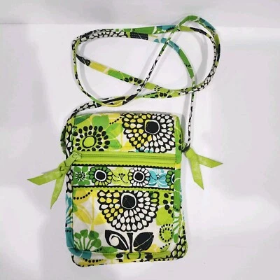 Bolso Bandolera Vera Bradley Mini Hipster Limas Verde Amarillo Flores Cremallera Usado en Excelente Condición Foto 1 de 4