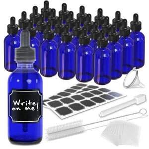 Nevlers 2 oz Cobalt Blue Glass Dropper Bottle (Set of 24) - Picture 1 of 9