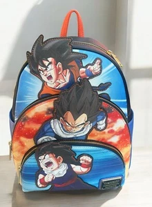 Loungefly Dragon Ball Z Triple Pocket Backpack BRAND NEW NWT Goku Vegeta Gohan - Picture 1 of 13