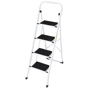 New Non-slip 4 Step Steel Ladder Folding Platform Stool 330 lbs Load Capacity - Picture 1 of 12