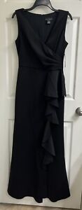 NWT Black Formal Ruffle Gown by Jessica Howard, Sz 8