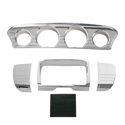 Chrome Tri Line Gauge Stereo Accent Trims Covers Fit For Harley Tri Glide 14-23 - Image 1 of 4