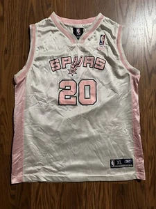 Women’s Rebook San Antonio Spurs Manu Ginobili White Pink Basketball Jersey XL - Picture 1 of 2