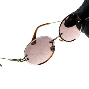 Retro Gold Frame Mens Hip Hop Vintage Round Cut Burgundy Tint 90's Sunglasses - Picture 1 of 3