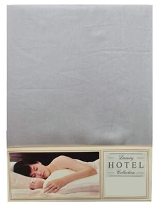 SINGLE BED SILVER FITTED SHEET 800 THREAD COUNT SATEEN COTTON GREY 14" DEEP BOX - Picture 1 of 2