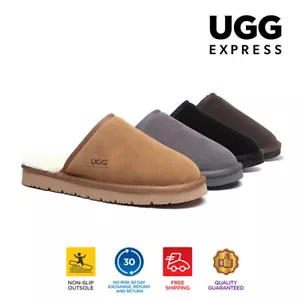 AUSTRALIAN SHEPHERD® UGG Slippers Men Sheepskin Wool Nonslip Thick Sole Cruz - Picture 1 of 39