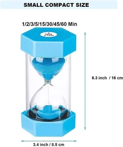 Hourglass Sand Timer 60 Minute: Plastic Sand Clock 60 Minute, Giant Blue Sand # - Picture 1 of 6
