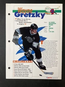 1994 Sports Heroes Feats and Facts Sheet Wayne Gretzky Los Angeles Kings NM-MINT - Picture 1 of 2