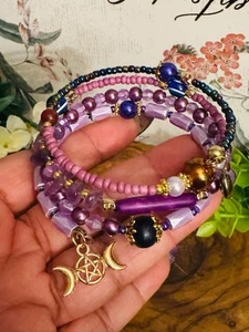 Gothic Witch The Eye Bracelet Pagan Wicca Amethyst For Rituals Spells Handmade - Picture 1 of 8